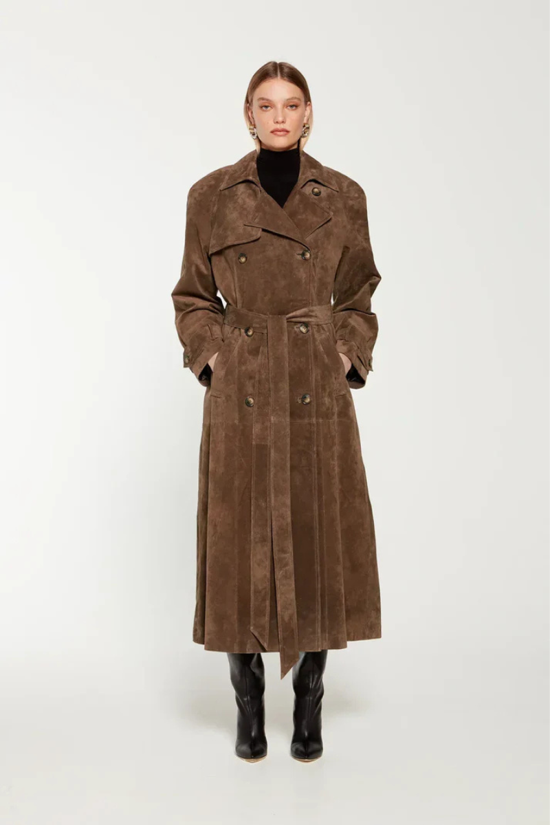 Emilia Zamszowy Płaszcz Trench