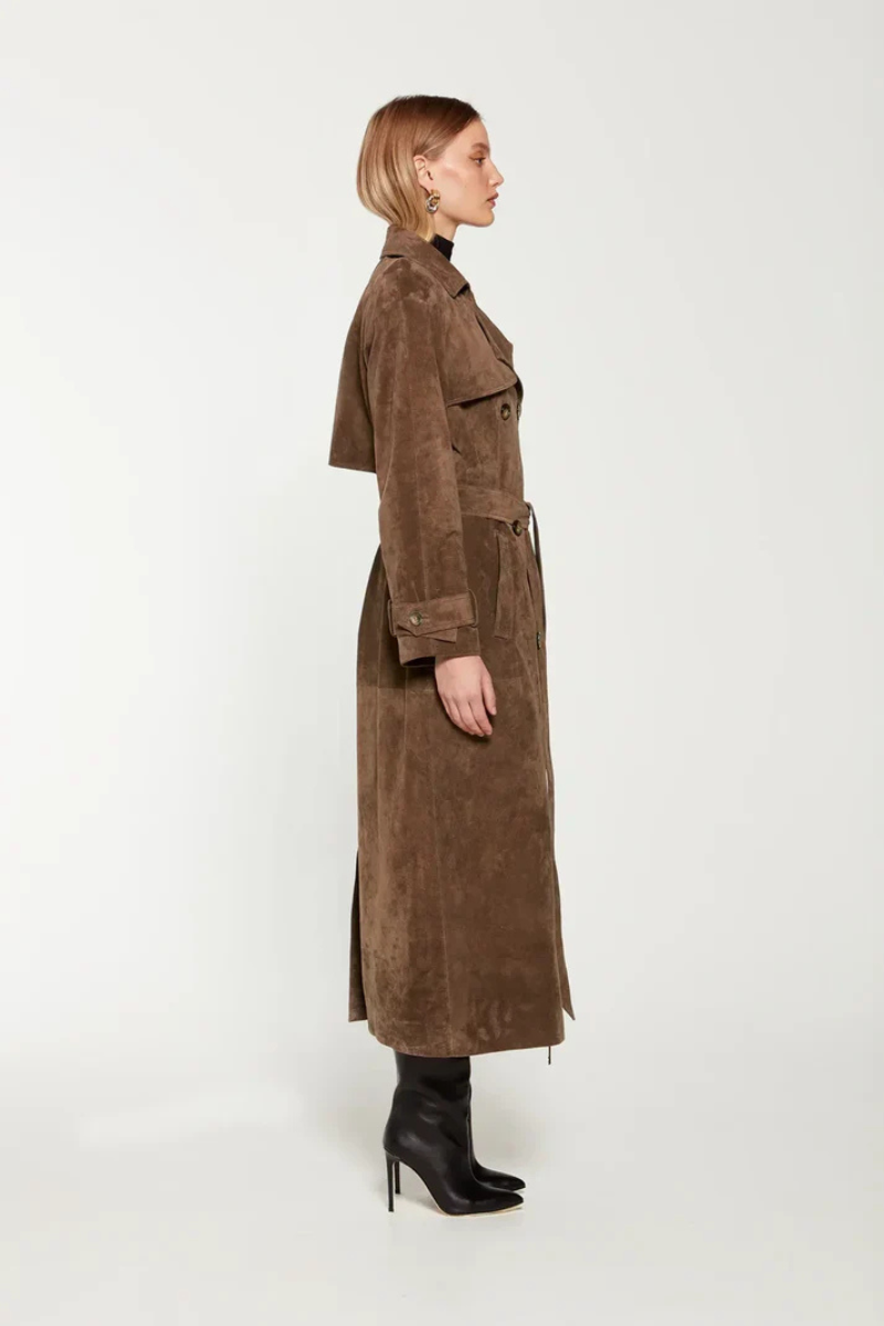 Emilia Zamszowy Płaszcz Trench