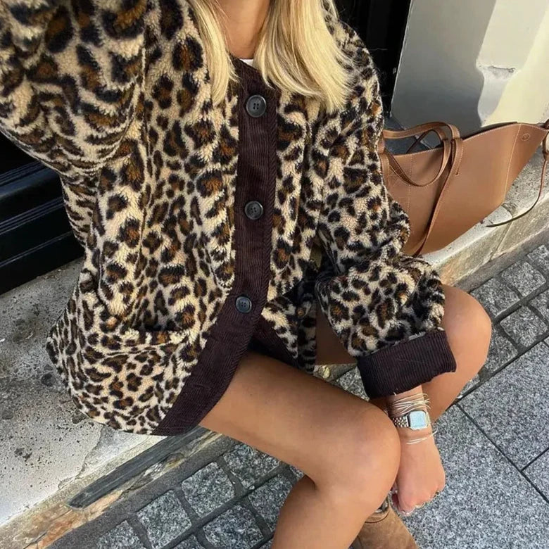 Stylowy Kardigan Vivian w Cętki Lamparta