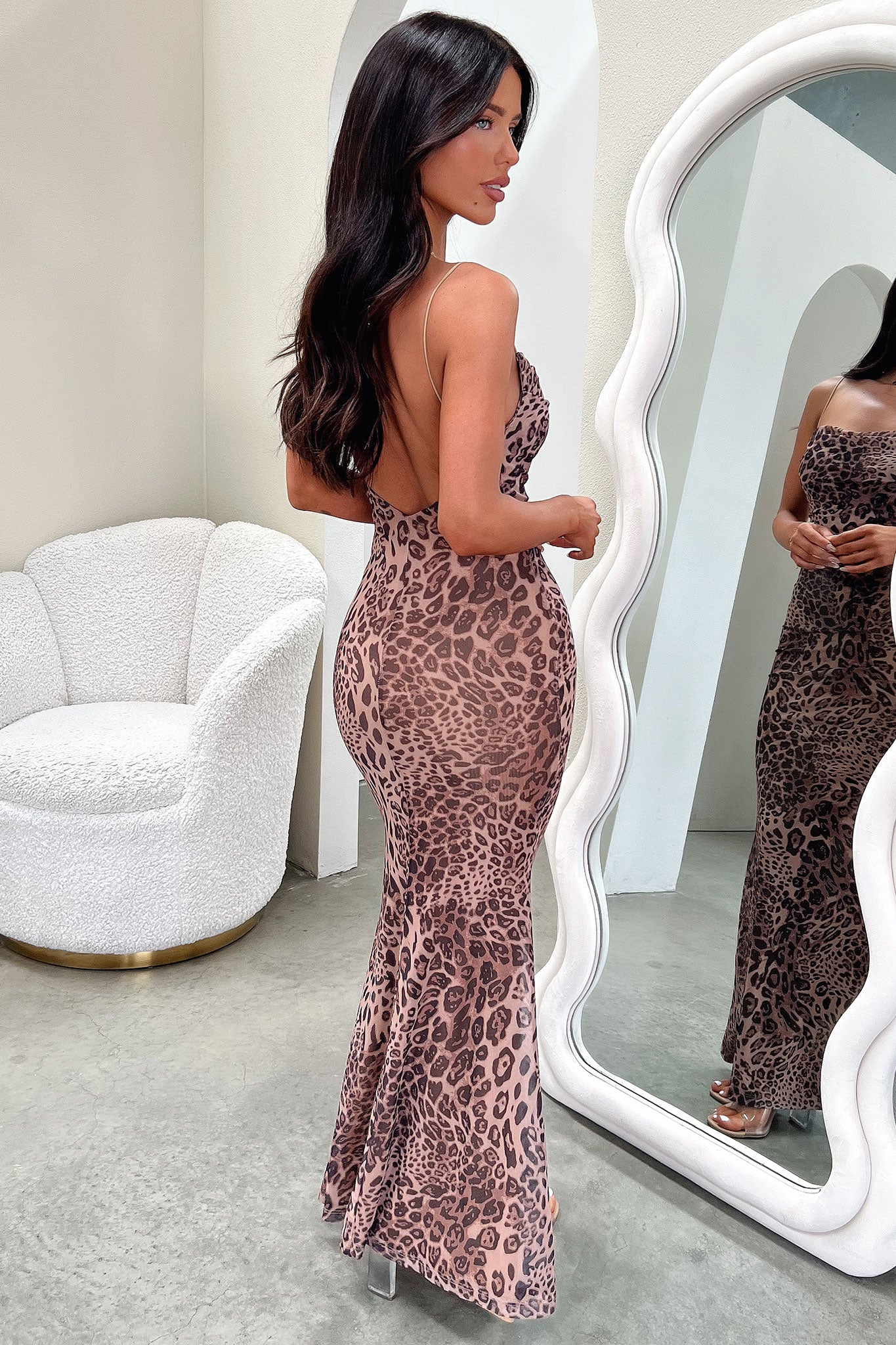Elegancka sukienka maxi w panterkę Selvaggia