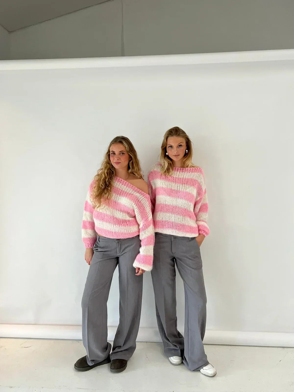 Sweter Olivia oversize z grubej dzianiny w paski