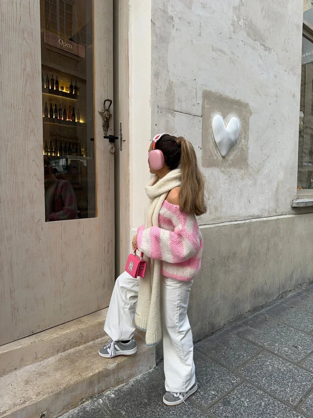 Sweter Olivia oversize z grubej dzianiny w paski