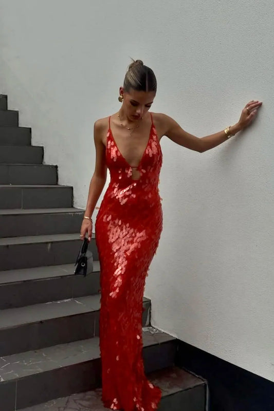Sukienka maxi Stella w koronkowe cekiny