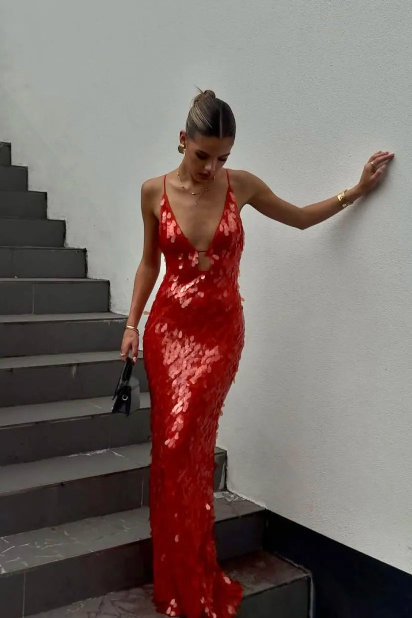 Sukienka maxi Stella w koronkowe cekiny