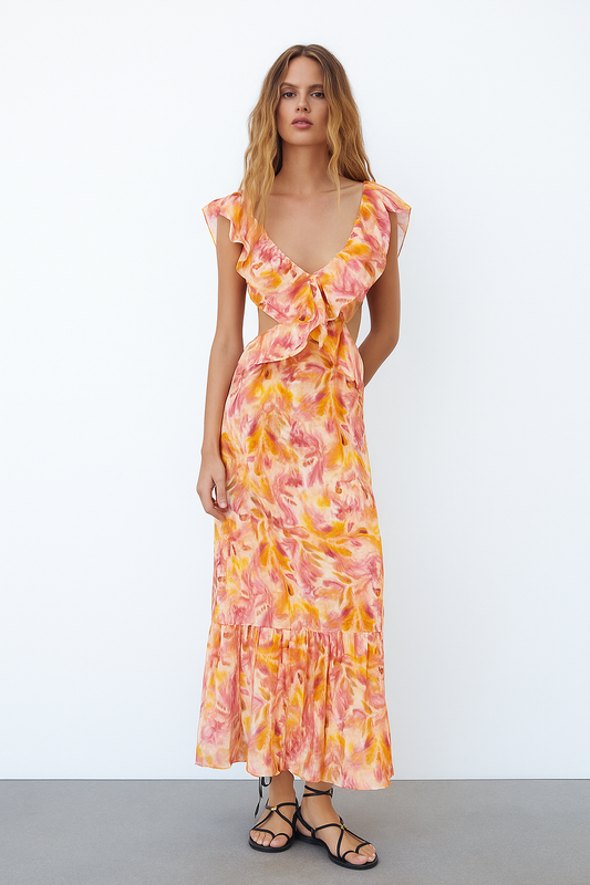 Sukienka maxi Carmen w kwiatowy nadruk