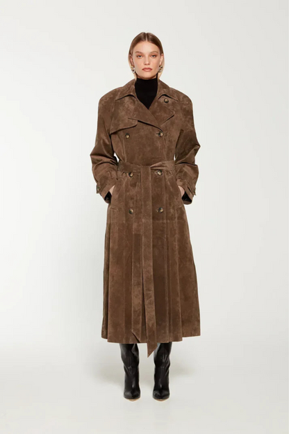 Emilia Zamszowy Płaszcz Trench