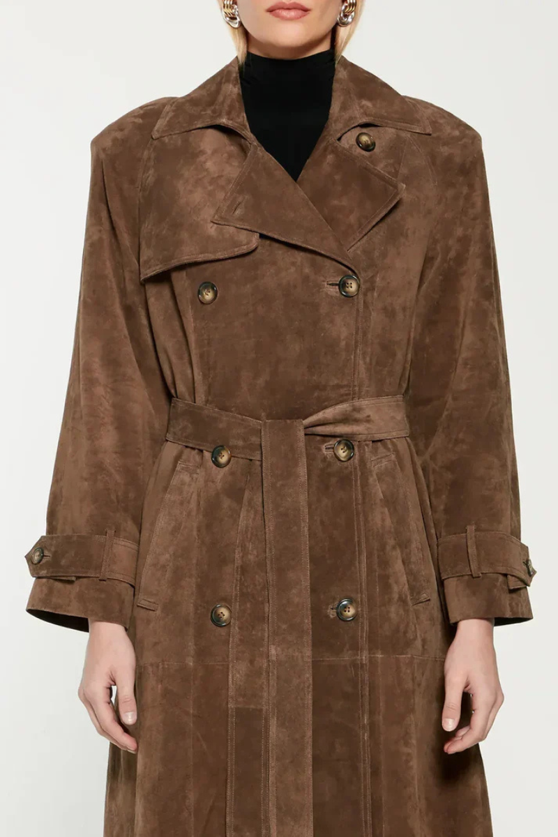 Emilia Zamszowy Płaszcz Trench