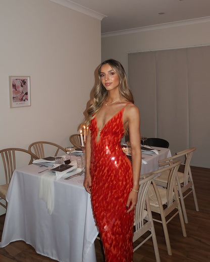 Sukienka maxi Stella w koronkowe cekiny