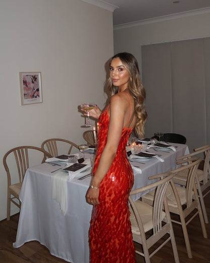 Sukienka maxi Stella w koronkowe cekiny