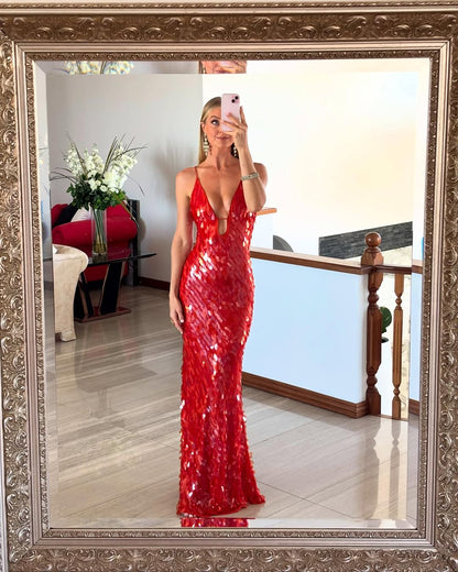 Sukienka maxi Stella w koronkowe cekiny
