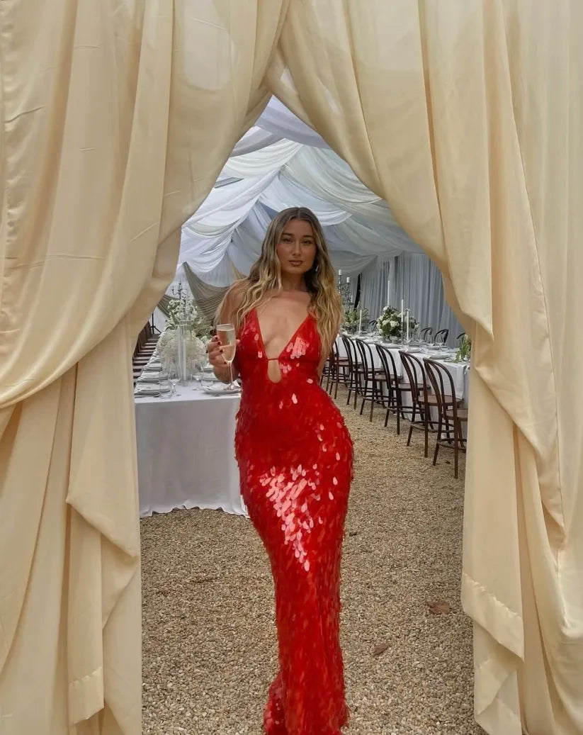 Sukienka maxi Stella w koronkowe cekiny