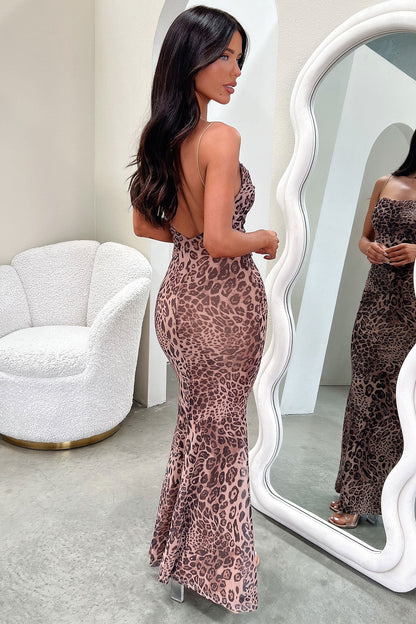 Elegancka sukienka maxi w panterkę Selvaggia
