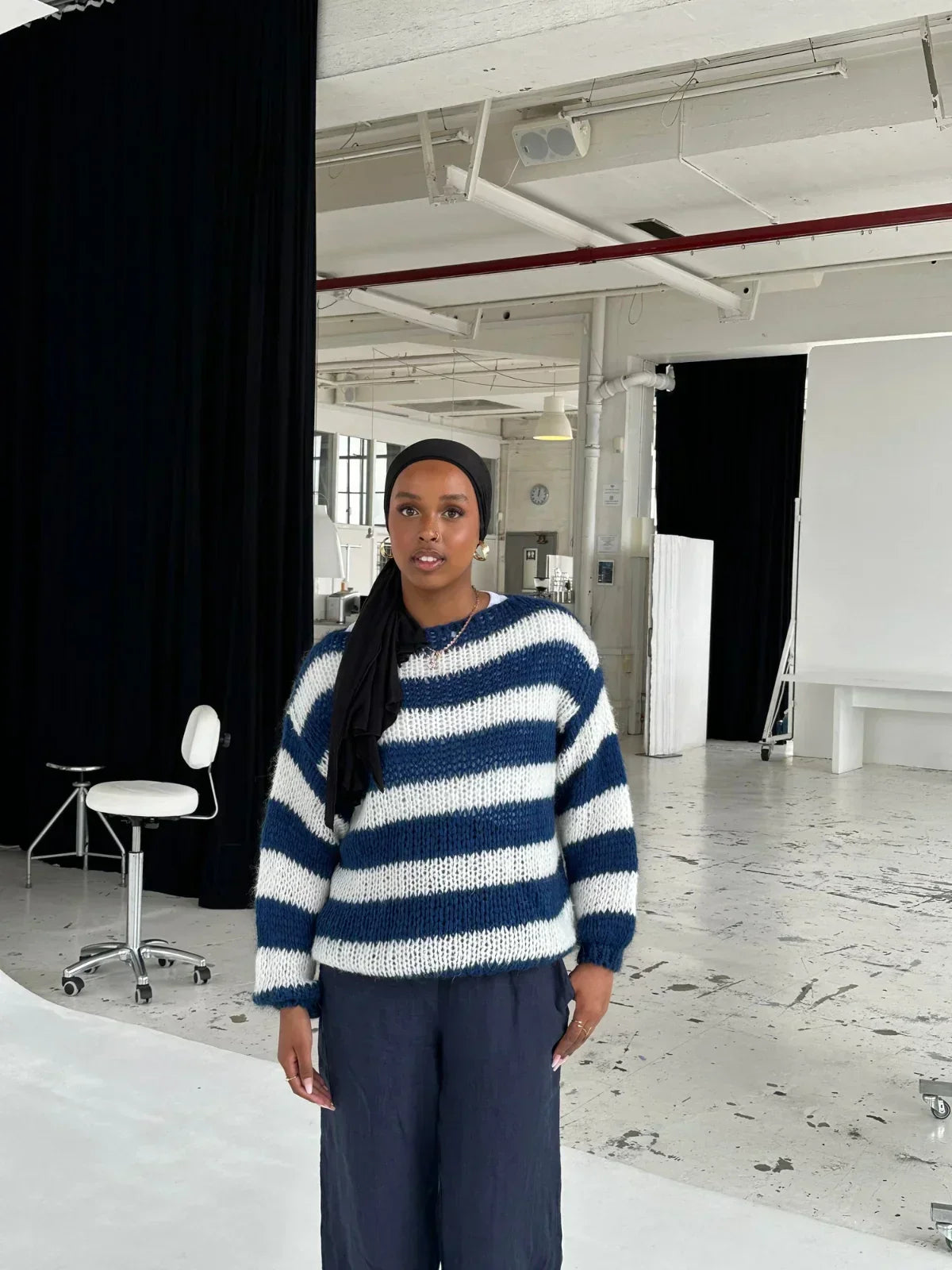 Sweter Olivia oversize z grubej dzianiny w paski