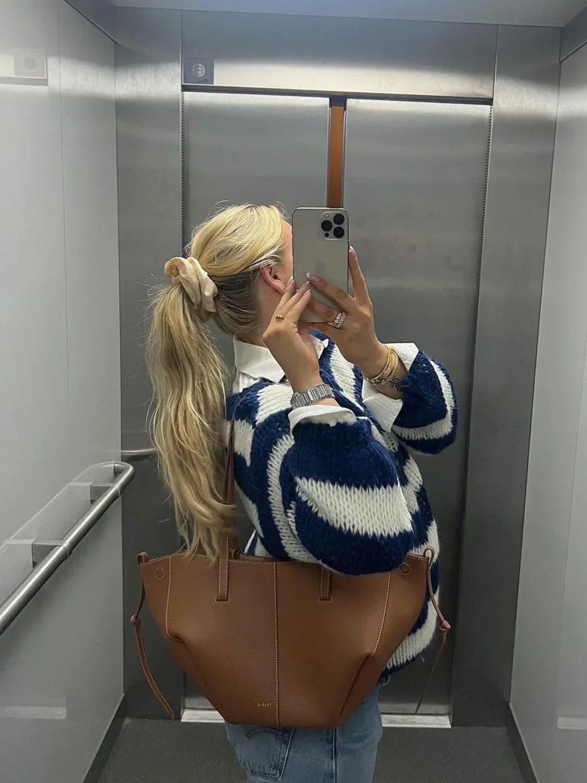 Sweter Olivia oversize z grubej dzianiny w paski