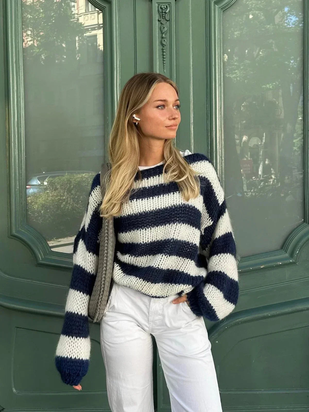 Sweter Olivia oversize z grubej dzianiny w paski
