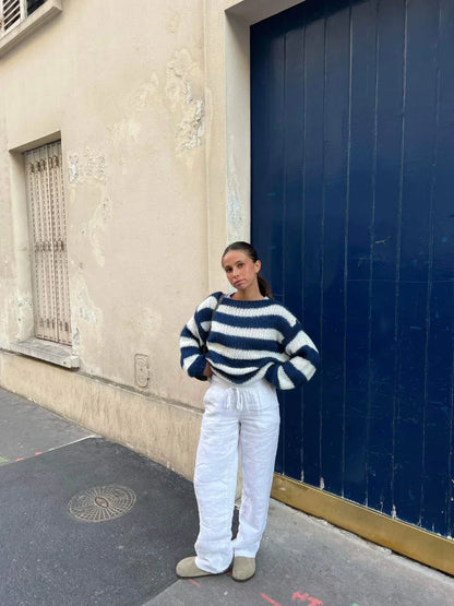 Sweter Olivia oversize z grubej dzianiny w paski